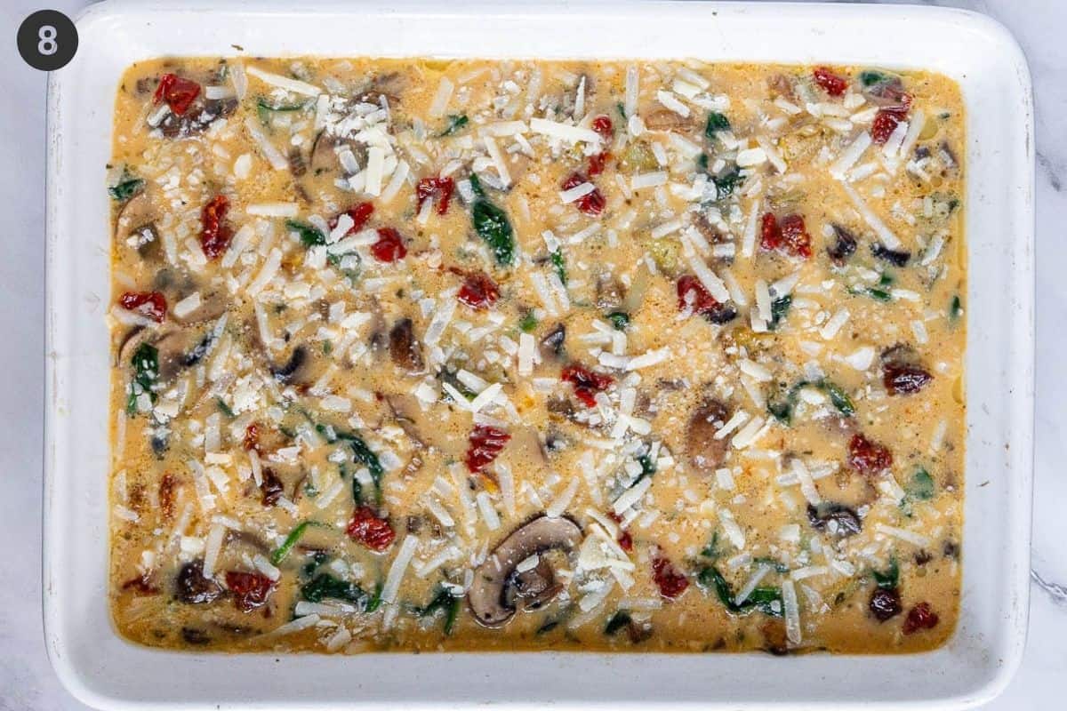 Mixture added to an oven dish before being baked