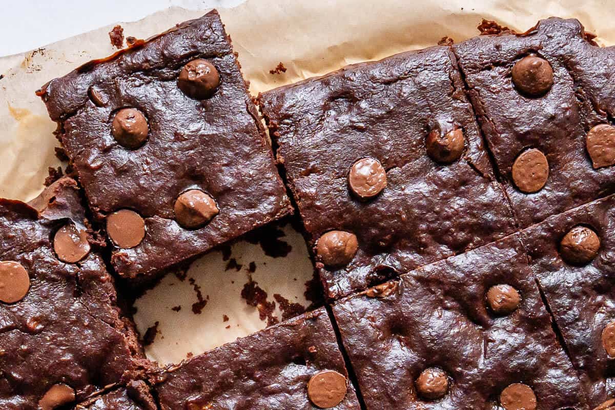 Brownie piece coming out of the slab