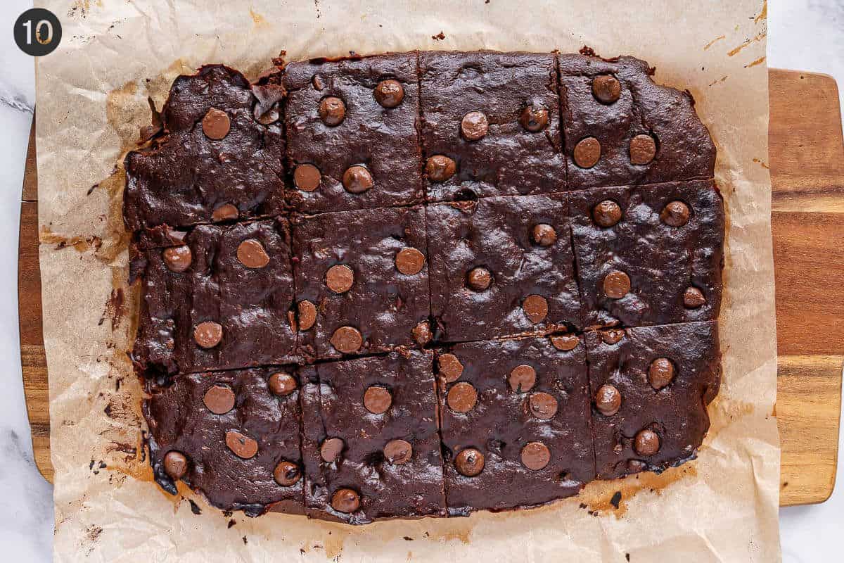 Brownies sliced into 12 pieces