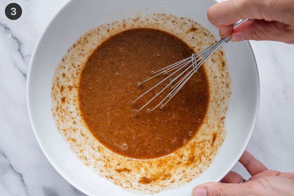 Eggs whisked with almond butter and honey