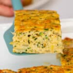 Zucchini Slice coming out of the oven tray