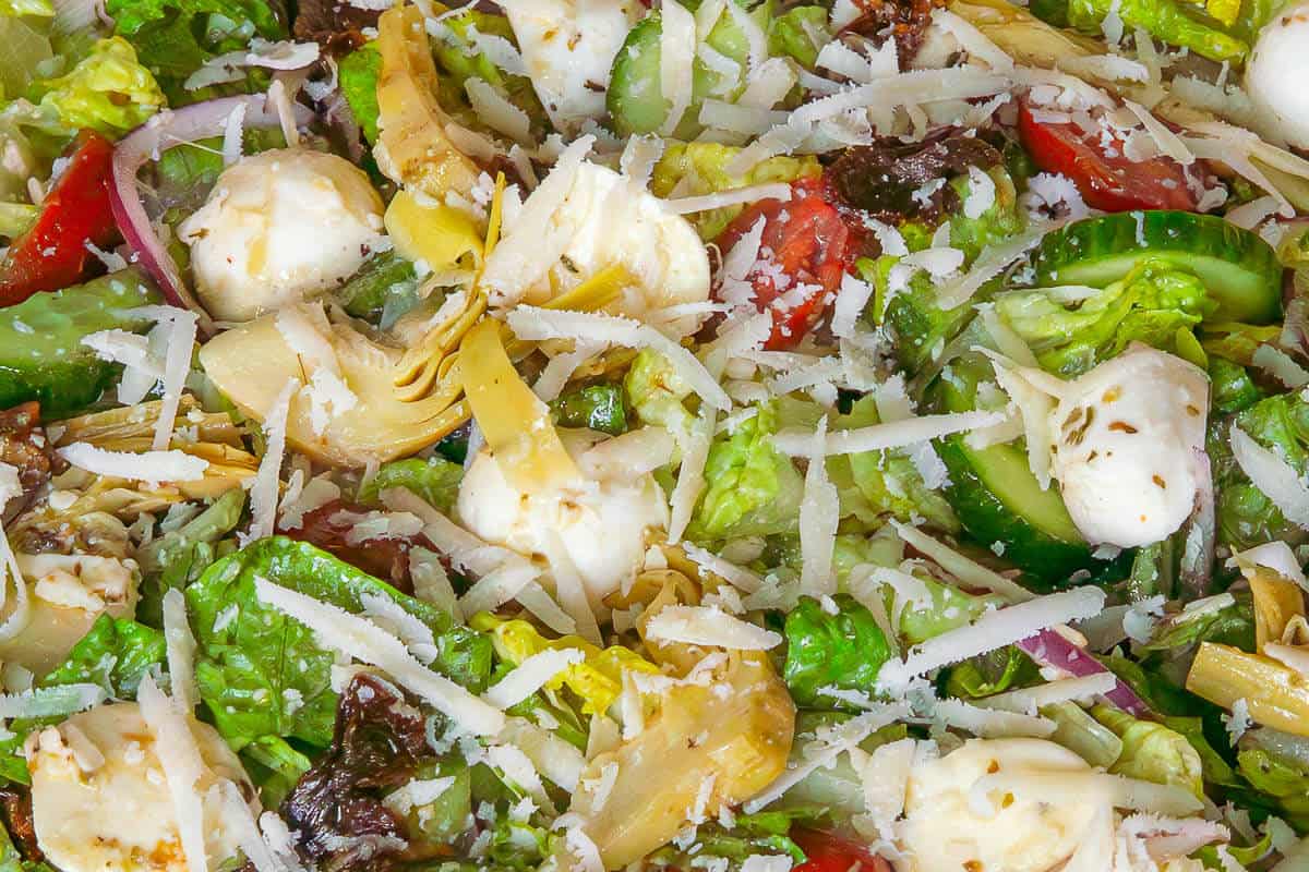 Close up of mixed chopped salad