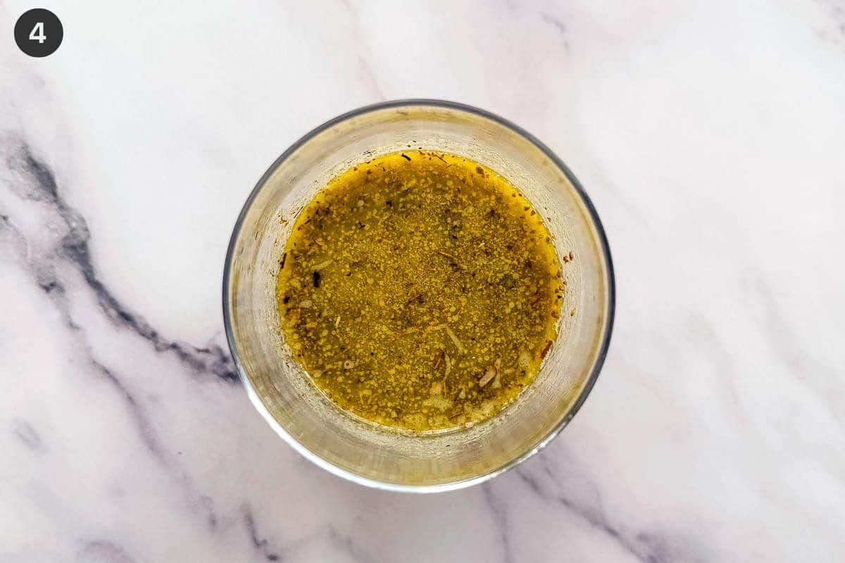 Salad dressing made in a glass jar