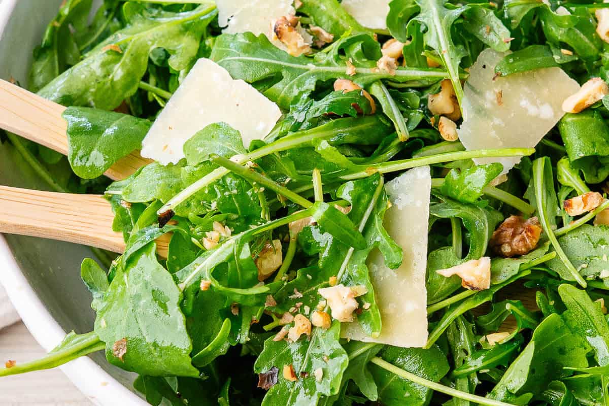 Arugula salad with parmesan and toasted walnuts