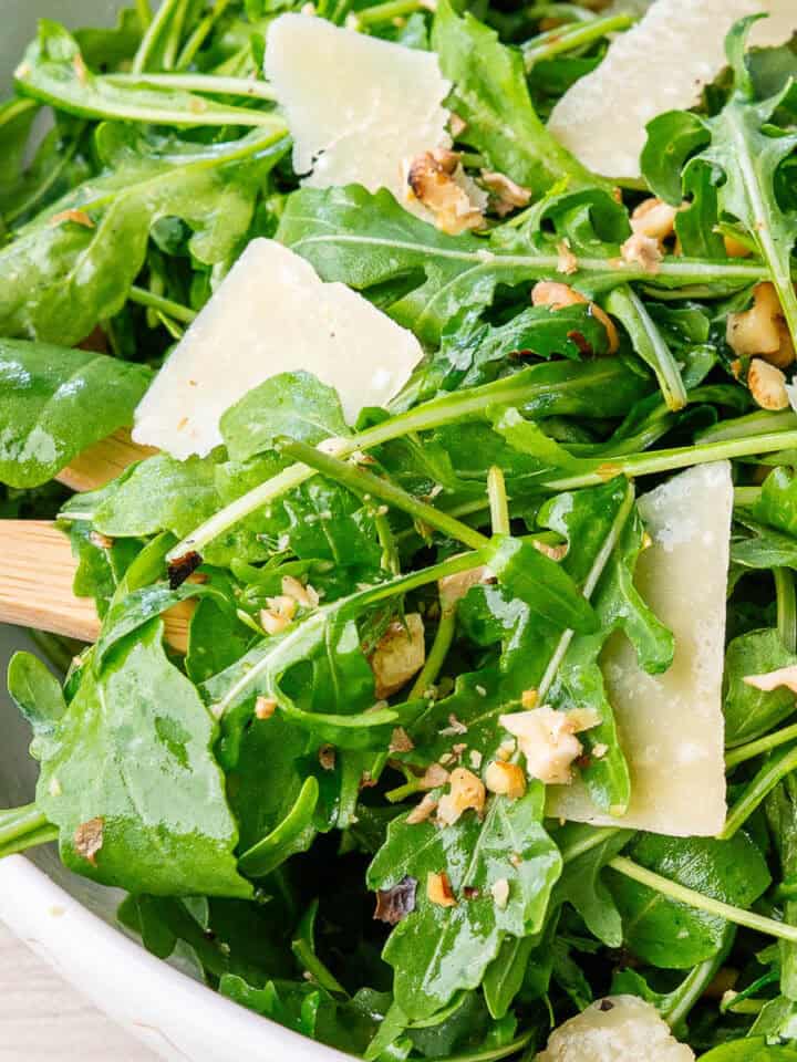 Arugula salad with parmesan cheese and toasted walnuts