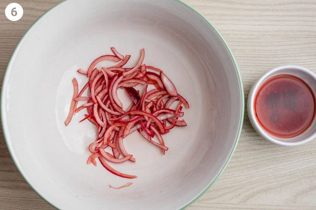 Pickle liquid removed from onions