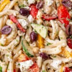 Close up of Greek Pasta Salad