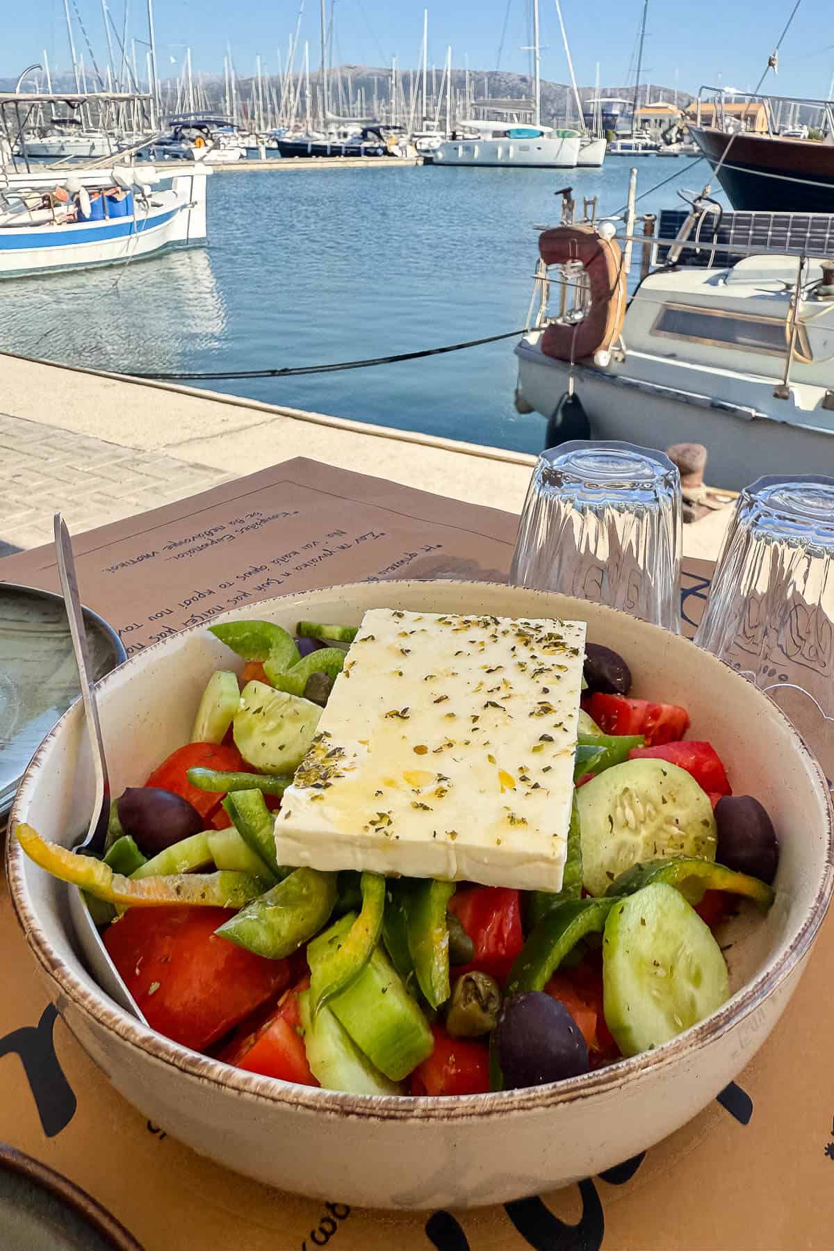 Traditional Greek salad served in Greece