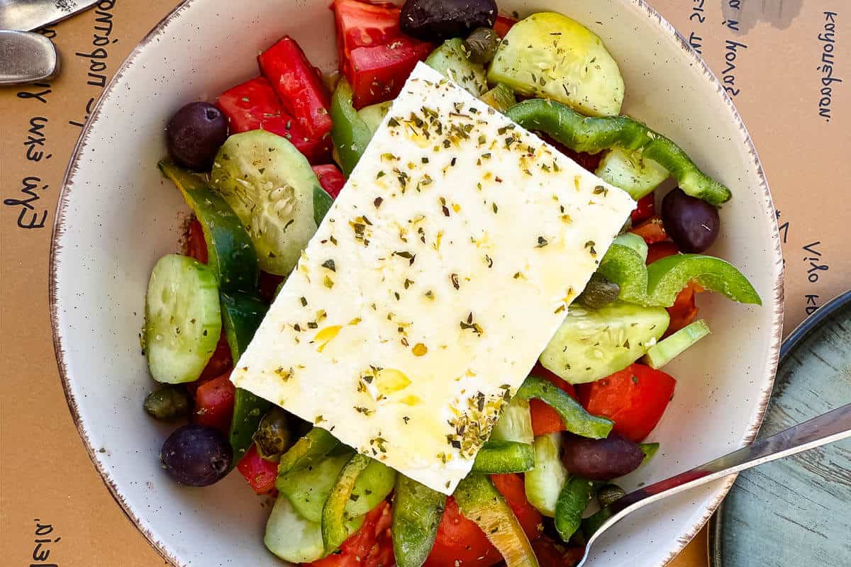 Traditional Greek salad served in Greece