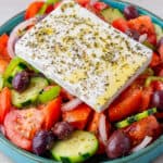Greek Salad with feta placed on top
