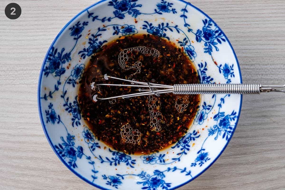 Honey glaze sauce being prepared in a small bowl